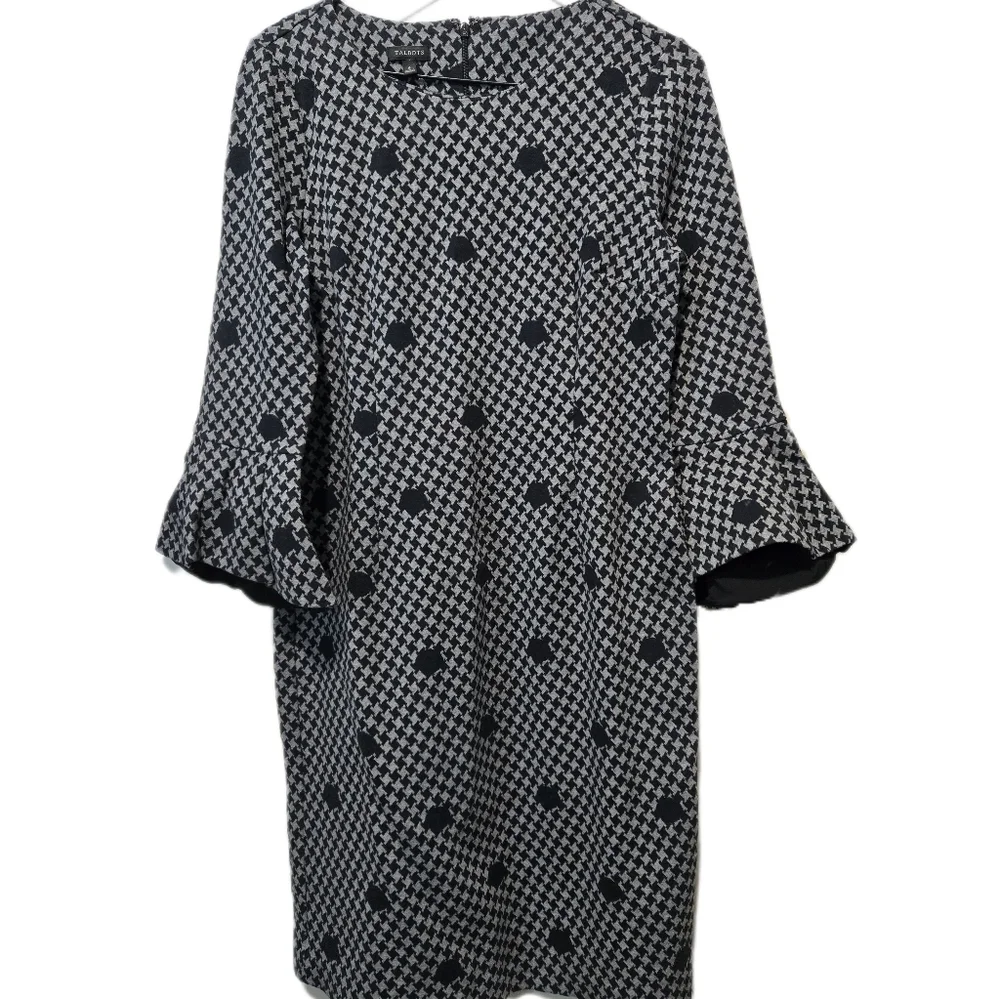Talbot Chic Black and Gray Houndstooth Sheath Dress Size 6 - Picture 7 of 7